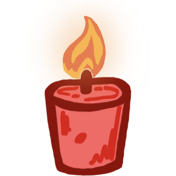 a red candle with a flame